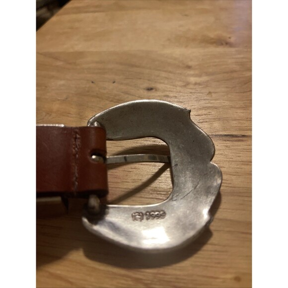 UNLISTED Belt Medium Brown Leather Western Cowgirl Rodeo Boho Patina Med Buckle - Picture 12 of 13